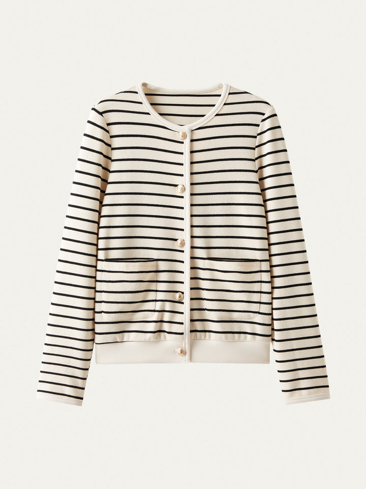 Stripy Gold Button Knit Jacket