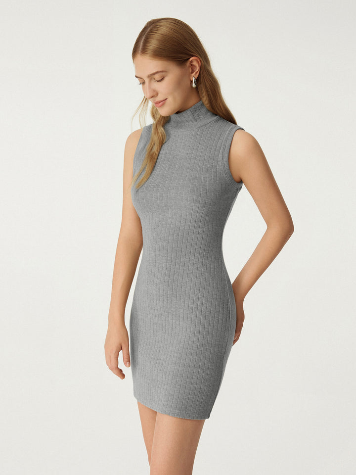 Chic Sleeveless Mock-Neck Mini Dress