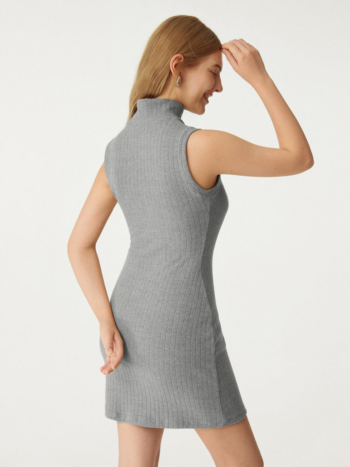 Chic Sleeveless Mock-Neck Mini Dress