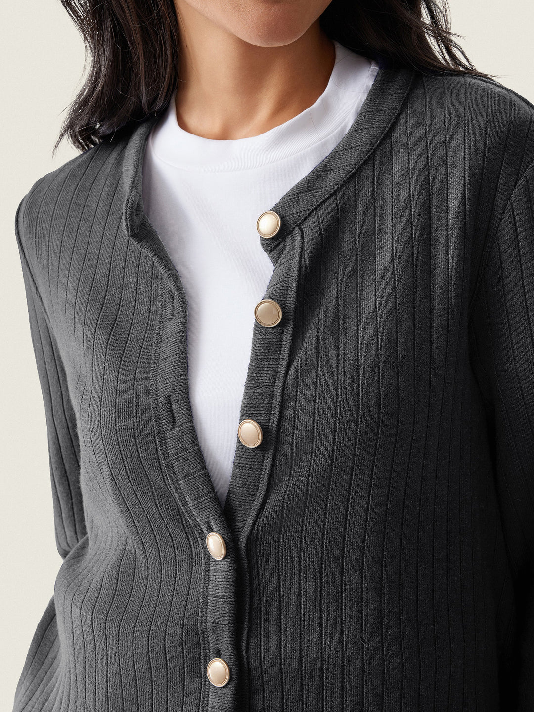 Wide Rib Button-Down Cardigan