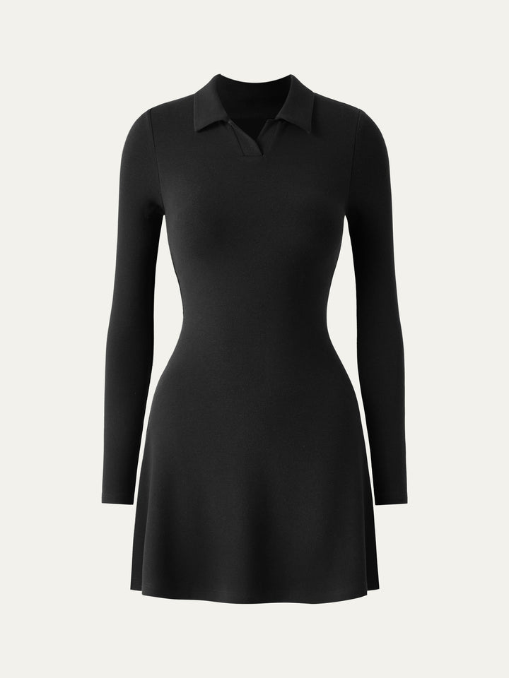 Polo Neck Mini Flare Hem Brami Dress